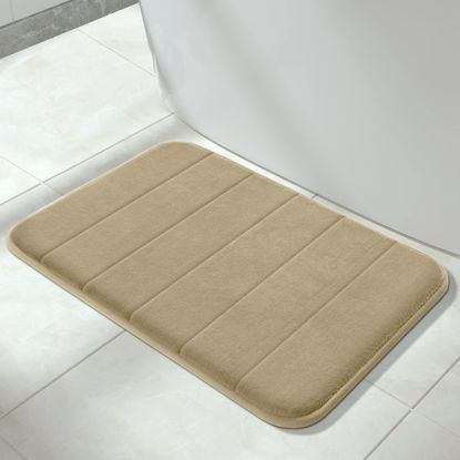 Picture of Yimobra Memory Foam Bath Mat Rug, 24 x 17 Inches, Comfortable, Soft, Non-Slip, Super Absorbent, Quick Drying Bathroom Rug for Floor, Tub & Shower, Machine Washable, Thick, Pale Khaki