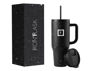 Picture of IRON °FLASK Co-Pilot Insulated Mug w/Straw & Flip Cap Lids - Cup Holder Bottle for Hot, Cold Drink - Leak-Proof- Water, Coffee Portable Travel Tumbler - Black Speckle, 40 Oz