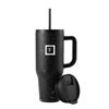 Picture of IRON °FLASK Co-Pilot Insulated Mug w/Straw & Flip Cap Lids - Cup Holder Bottle for Hot, Cold Drink - Leak-Proof- Water, Coffee Portable Travel Tumbler - Black Speckle, 40 Oz