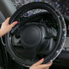 Picture of CAR PASS Bling Diamond Leather Steering Wheel Cover, Bling Sparkly Crystal Glitter Rhinestones Universal Fit 14" 1/2-15" Car Wheel Protector for Women Girl Fit Suvs,Vans,Sedans,Trucks, Black Silver