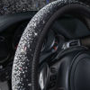 Picture of CAR PASS Bling Diamond Leather Steering Wheel Cover, Bling Sparkly Crystal Glitter Rhinestones Universal Fit 14" 1/2-15" Car Wheel Protector for Women Girl Fit Suvs,Vans,Sedans,Trucks, Black Silver