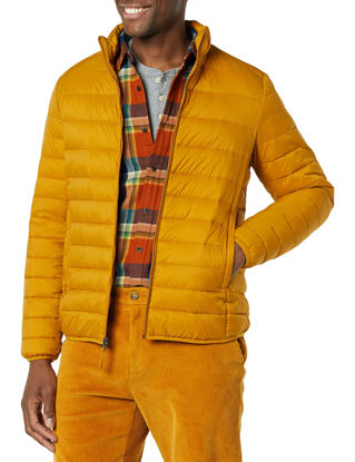 Picture of Amazon Essentials Men's Packable Lightweight Water-Resistant Puffer Jacket (Available in Big & Tall), Golden Yellow, Large