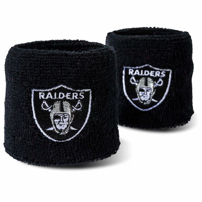 Picture of Franklin Sports unisex adult Wristbands Franklin Sports NFL Oakland Raiders Embroidered Wristbands, Black, OSFM US