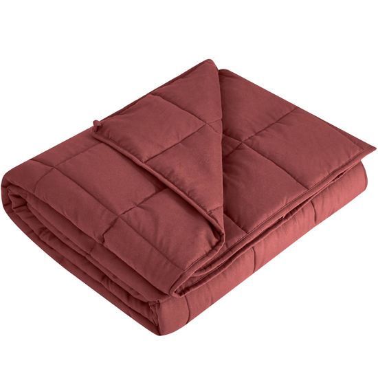 Picture of L'AGRATY Weighted Blanket - 48"x72" 15lbs Cooling Breathable Heavy Blanket Microfiber Material with Glass Beads Big Blanket for Adult All-Season Summer Fall Winter Soft Thick Comfort Blanket