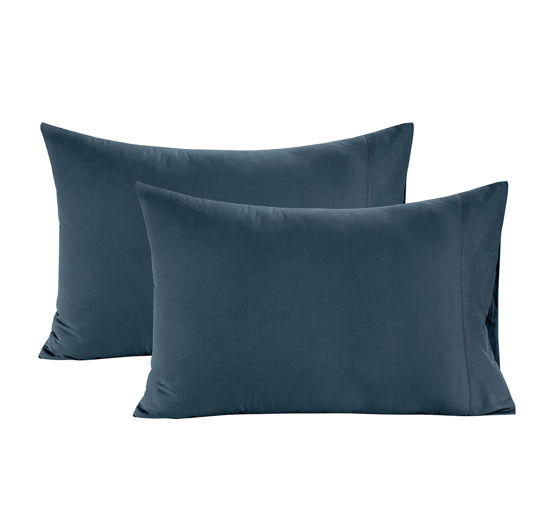 Picture of LANE LINEN Pillows Standard Size Set of 2 Soft 100% Egyptian Cotton Sateen 1000 Thread Count Cool & Smooth Pillowcases Queen - Denim