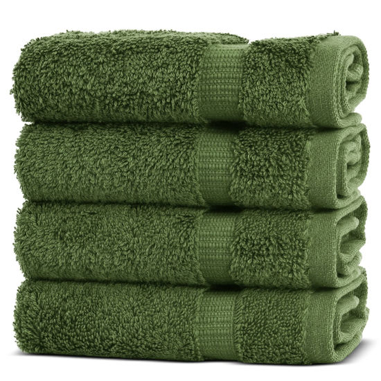 Picture of Chakir Turkish Linens | Hotel & Spa Quality 100% Cotton Premium Turkish Towels | Soft & Absorbent (4-Piece Washcloths, Moss)