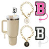 Picture of （2+2）2PCS Straw Cover for Stanley Cup 30&40 Oz 10mm Straw Topper with 2PCS Stanley Cup Accessories Letter Charms Name ID Initial Letter Handle Personalized Charm For Stanley Tumbler (Letter B)