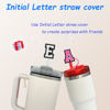 Picture of （2+2）2PCS Straw Cover for Stanley Cup 30&40 Oz 10mm Straw Topper with 2PCS Stanley Cup Accessories Letter Charms Name ID Initial Letter Handle Personalized Charm For Stanley Tumbler (Letter B)