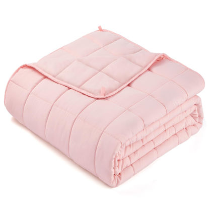 Picture of yescool Weighted Blanket for Adults (20 lbs, 80” x 87”, Pink) Cooling Heavy Blanket for Sleeping Perfect for 190-210 lbs, Queen Size Breathable Blanket with Premium Glass Bead, Machine Washable