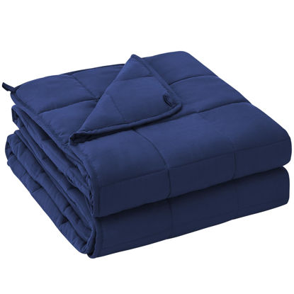 Picture of yescool Weighted Blanket for Adults (15 lbs, 48" x 72", Blue) Cooling Heavy Blanket for Sleeping Perfect for 140-160 lbs, Twin Size Breathable Blanket with Premium Glass Bead, Machine Washable