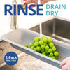 Picture of BLUE GINKGO Sink Colander Baskets - (Pack of 2) Wash Vegetables and Fruits, Drain Cooked Pasta and Dry Dishes - Extendable - New Home Kitchen Essentials (Grey & Pink)