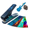 Picture of Pick-a-Palooza DIY Guitar Pick Punch Gift Pack - The Premium Guitar Pick Maker - Includes Leather Key Chain Pick Holder, 4 Pick Strips and a Pick File - Blue Punch, Assorted Strips