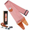 Picture of Guitar Strap, Vintage Nylon Full Grain Leather Ends Guitar Straps with Pick Pocket for Bass, Electric & Acoustic Guitar, Come with Free Strap Button, 1 Pair Strap Locks and 4 Guitar Picks (Rose Gold)