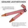 Picture of Guitar Strap, Vintage Nylon Full Grain Leather Ends Guitar Straps with Pick Pocket for Bass, Electric & Acoustic Guitar, Come with Free Strap Button, 1 Pair Strap Locks and 4 Guitar Picks (Rose Gold)