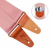 Picture of Guitar Strap, Vintage Nylon Full Grain Leather Ends Guitar Straps with Pick Pocket for Bass, Electric & Acoustic Guitar, Come with Free Strap Button, 1 Pair Strap Locks and 4 Guitar Picks (Rose Gold)