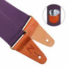 Picture of Guitar Strap, Vintage Nylon Full Grain Leather Ends Guitar Straps with Pick Pocket for Bass, Electric & Acoustic Guitar, Come with Free Strap Button, 1 Pair Strap Locks and 4 Guitar Picks (Purple)