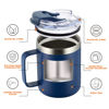 Picture of ALOUFEA 12oz Stainless Steel Insulated Coffee Mug with Handle, Double Wall Vacuum Travel Mug, Tumbler Cup with Fliping Lid, Navy and Army Green