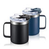 Picture of ALOUFEA 12oz Stainless Steel Insulated Coffee Mug with Handle, Double Wall Vacuum Travel Mug, Tumbler Cup with Fliping Lid, Black and Navy