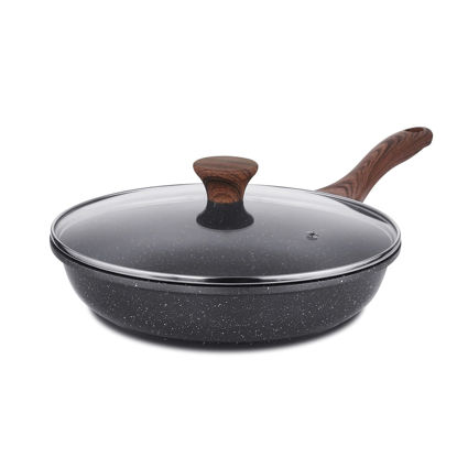 Picture of SENSARTE Nonstick Frying Pan Skillet with Lid, Omelet Pan with Cover, Healthy Cooking Chef's Pan, Kitchen Non toxic Pan, PFOA Free (11inch + Glass Lid)