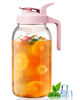 Picture of 64 oz Glass Pitcher with Lid, Large Wide Mouth Mason Jar Pitcher with Pour Spout, Pink Sun Tea Glass Jar for Outside, Glass Water Pitcher Great for Drink, Cold Beverages and Breast Milk
