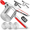 Picture of Zulay Kitchen Premium Large 15oz Potato Ricer, Heavy Duty Professional Stainless Steel Potato Masher and Ricer Kitchen Tool, Press and Mash Kitchen Gadget - Red and Silver 3 Disc