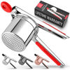 Picture of Zulay Kitchen Premium Large 15oz Potato Ricer, Heavy Duty Professional Stainless Steel Potato Masher and Ricer Kitchen Tool, Press and Mash Kitchen Gadget - Red and Silver Fixed Disc