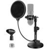 Picture of BILIONE Upgraded Desktop Microphone Stand, Adjustable Mic Stand Desk with Pop Filter, Shock Mount, Microphone Clip, 5/8" to 3/8" Metal Screw Adapter