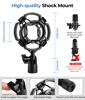 Picture of BILIONE Upgraded Desktop Microphone Stand, Adjustable Mic Stand Desk with Pop Filter, Shock Mount, Microphone Clip, 5/8" to 3/8" Metal Screw Adapter