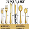 Picture of 72 Pcs Gold Silverware Set with Steak Knives, Stainless Steel Flatware Cutlery Set Service for 12, Kitchen Tableware Set, Utensil Set for Home and Restaurant, Knives Forks Spoon Set, Dishwasher Safe