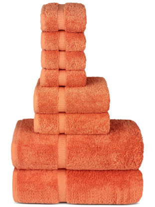 Picture of Chakir Turkish Linens | Hotel & Spa Quality 100% Cotton Premium Turkish Towels | Soft & Absorbent (8-Piece Towel Sets, Coral)