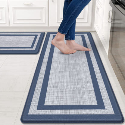 Picture of Mattitude Kitchen Mat [2 PCS] Cushioned Anti-Fatigue Non-Skid Waterproof Rugs Ergonomic Comfort Standing Mat for Kitchen, Floor, Office, Sink, Laundry, Blue and Gray