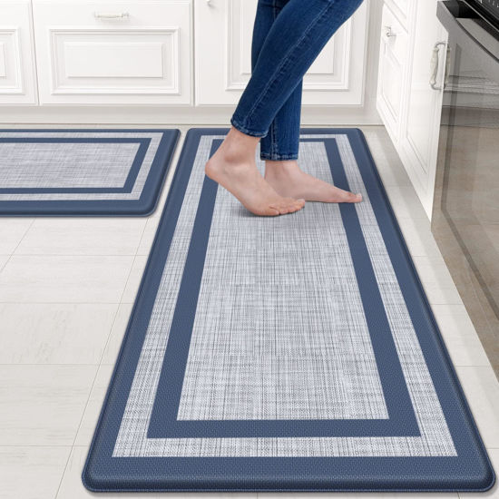 Picture of Mattitude Kitchen Mat [2 PCS] Cushioned Anti-Fatigue Non-Skid Waterproof Rugs Ergonomic Comfort Standing Mat for Kitchen, Floor, Office, Sink, Laundry, Blue and Gray