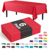 Picture of Exquisite 6-Pack Premium Plastic Tablecloth 54in. x 108in. Rectangle Plastic Table Cover - Red
