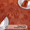 Picture of Smiry Thanksgiving Tablecloth 60x140 Inch, Fall Waterproof Damask Table Cloth for Rectangle Table, Autumn Pumpkin Fabric Jacquard Table Covers for Harvest Parties, and Holiday Dinner, Terracotta
