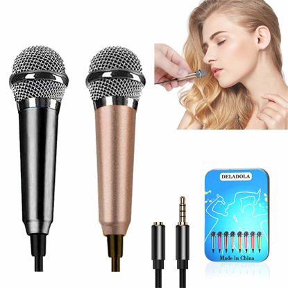 Picture of (2pack) Mini Microphone Tiny Microphone for Mobile Phone Laptop Notebook Apple iPhone Sumsung Android（Silver+Rose Gold）