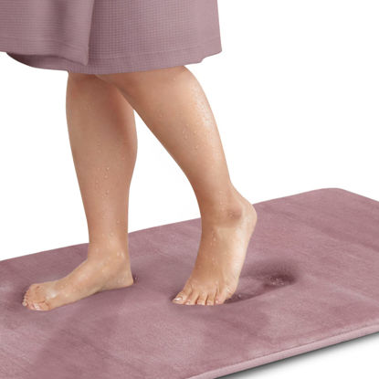 Picture of Genteele Bath Mats for Bathroom Non Slip - Mauve 22" x 36" Memory Foam Bathroom Rugs - Quick Dry Bath Mat