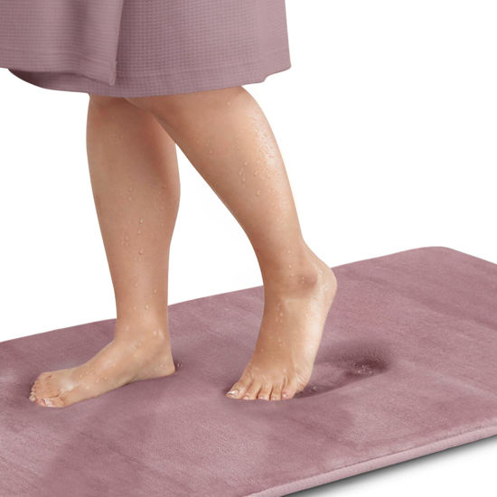 Picture of Genteele Bath Mats for Bathroom Non Slip - Mauve 22" x 36" Memory Foam Bathroom Rugs - Quick Dry Bath Mat