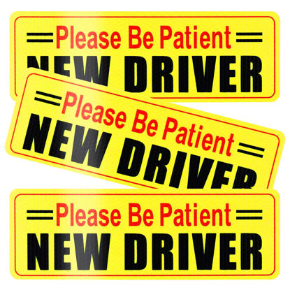 Picture of SINGARO New Driver Magnet for Car, 3Pcs Magnetic Reflective Novice Driver Stickers, Car Exterior Accessories, New Driver Vehicle Safety Signs（Black&Red）