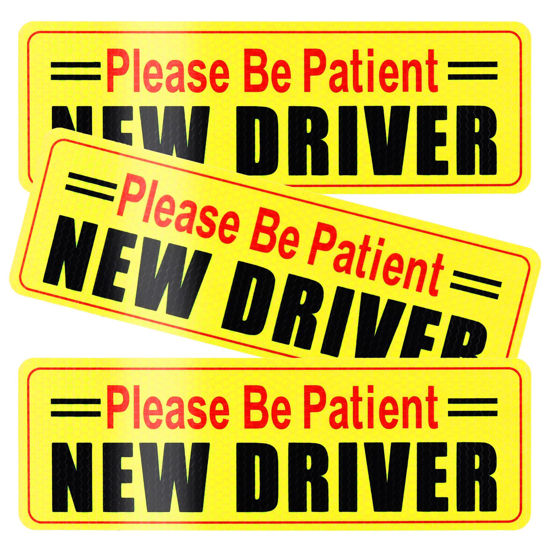 Picture of SINGARO New Driver Magnet for Car, 3Pcs Magnetic Reflective Novice Driver Stickers, Car Exterior Accessories, New Driver Vehicle Safety Signs（Black&Red）