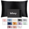 Picture of Blissy Silk Pillowcase - 100% Pure Mulberry Silk - 22 Momme 6A High-Grade Fibers - Silk Pillow Cover for Hair & Skin - Regular, Queen & King with Hidden Zipper (Queen, Black)