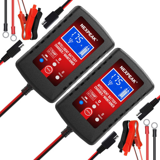 Picture of 2-Pack Smart Fully Automatic 6V 12V Battery Charger Maintainer for Car, Marine, Motorcycle, Lawn Mower