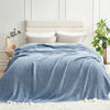 Picture of Snuggle Sac Queen Size Bed Blanket Heather Blue, Reversible Super Soft Microfiber Blankets Warm Cozy Knit Fuzzy Plush Bed Blankets, Blue, Queen 90x90