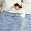 Picture of Snuggle Sac Queen Size Bed Blanket Heather Blue, Reversible Super Soft Microfiber Blankets Warm Cozy Knit Fuzzy Plush Bed Blankets, Blue, Queen 90x90