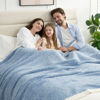 Picture of Snuggle Sac Queen Size Bed Blanket Heather Blue, Reversible Super Soft Microfiber Blankets Warm Cozy Knit Fuzzy Plush Bed Blankets, Blue, Queen 90x90