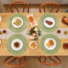 Picture of SHACOS Round Placemats Set of 6 for Dining Tables 15 inch Cotton Braided Placemats Washable Reversible for Kitchen Holiday Party (Pea Green, 6)
