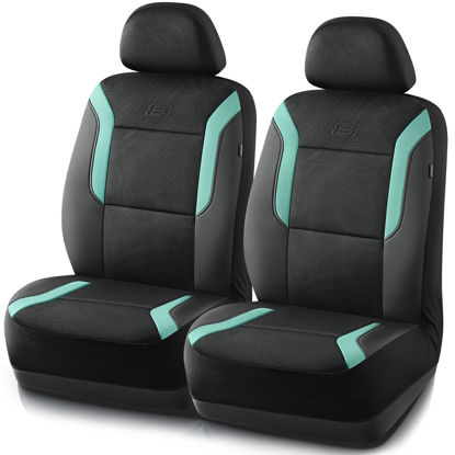 Picture of Skechers Memory Foam Car Seat Covers, Air Cool Mesh Thick Seat Covers,Two Front Car Seat Protector,Airbag Compatible, Automotive Comfort Protection for Most Cars,Van,Trucks, SUVs,Green