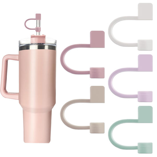Picture of 5-Pack Silicone Straw Covers Compatible with Stanley Cups - Dust-Proof Straw Caps for 40 oz Tumblers and Water Bottles