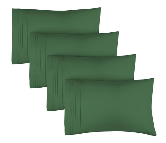 Picture of CGK Unlimited Queen Size Microfiber Pillowcase Set of 4 - Soft, Premium Quality, Machine Washable, Emerald Green