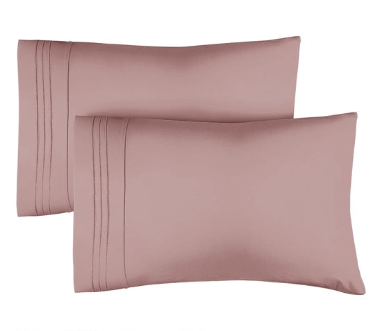 Picture of Queen Pillow Cases Set of 2 - Soft, Hotel Quality Pillowcase Covers - Comfy, Luxury Bedding for Women, Men, Kids & Teens - Machine Washable Pillow Protectors - 2 Piece - Queen Size Mauve Pillow Cover
