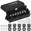 Picture of CheeMuii 7 Way Trailer Junction Box Weatherproof 7 Pin Trailer Wiring Box 7 Color-Coded Electric Wires Connection Box for RV Camper Trailer Light Rewiring